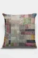 Patchwork Kırlent Modelleri Çok Renkli Patchwork Çift Taraflı Kırlent Kılıfı KRL346