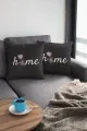 Home Sweet Home Kırlent Siyah Mutfak Çift Taraflı Yastık Kırlent Kılıfı KRL358