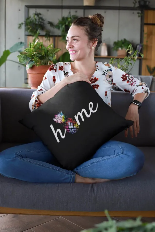 Home Sweet Home Kırlent Siyah Mutfak Çift Taraflı Yastık Kırlent Kılıfı KRL358