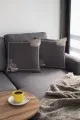 Yaprak Desenli Kırlent Kılıfı Füme Çiçekli Çift Taraflı Yastık Kırlent Kılıfı KRL361