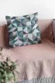 Geometrik Desenli Kırlent Kılıfı Zümrüt Yeşili Geometrik Çift Taraflı Kırlent Kılıfı KRL378