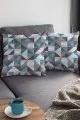 Geometrik Desenli Kırlent Kılıfı Zümrüt Yeşili Geometrik Çift Taraflı Kırlent Kılıfı KRL378