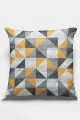 Geometrik Desenli Kırlent Kılıfı Sarı Geometrik Desen Çift Taraf Yastık Kırlent Kılıfı KRL380