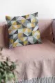Geometrik Desenli Kırlent Kılıfı Sarı Geometrik Desen Çift Taraf Yastık Kırlent Kılıfı KRL380