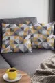 Geometrik Desenli Kırlent Kılıfı Sarı Geometrik Desen Çift Taraf Yastık Kırlent Kılıfı KRL380