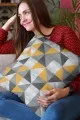 Geometrik Desenli Kırlent Kılıfı Sarı Geometrik Desen Çift Taraf Yastık Kırlent Kılıfı KRL380