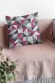 Geometrik Desenli Kırlent Kılıfı Fuşya Geometrik Çift Taraflı Yastık Kırlent Kılıfı KRL384