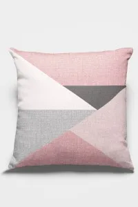 Pembe Geometrik Desenli Çift Taraflı Kırlent Kılıfı KRL390