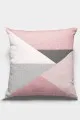 Geometrik Desenli Yastık Pembe Geometrik Desenli Çift Taraflı Kırlent Kılıfı KRL390