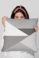 Geometrik Desenli Kırlent Kılıfı Gri Geometrik Desenli Çift Taraflı Kırlent Kılıfı KRL392