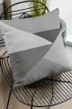 Geometrik Desenli Kırlent Kılıfı Gri Geometrik Desenli Çift Taraflı Kırlent Kılıfı KRL392