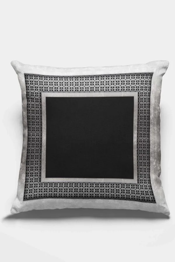 Çerçeveli Kırlent Kılıfları Siyah Çerçeveli Çift Taraflı Yastık Kırlent Kılıfı KRL399