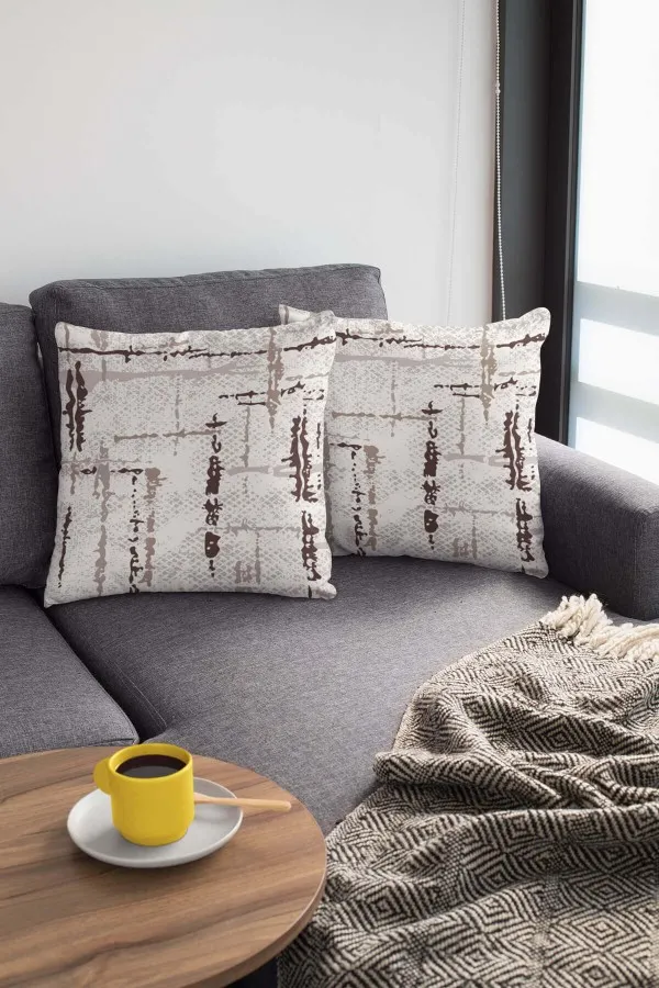 Modern Kırlent Kılıfları Kahverengi Vintage Çift Taraflı Yastık Kırlent Kılıfı KRL406