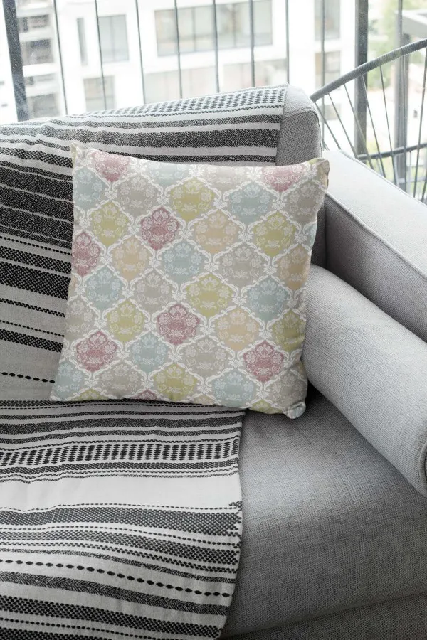 Damask Desen Kırlent Kılıfı Renkli Damask Desen Çift Taraf Yastık Kırlent Kılıfı KRL416