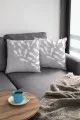 Gri Beyaz Yastık Kılıfı Gri Balık Desenli Çift Taraflı Yastık Kırlent Kılıfı KRL425