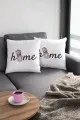 Home Sweet Home Yazılı Kırlent Beyaz Mutfak Çift Taraflı Yastık Kırlent Kılıfı KRL427