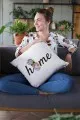 Home Sweet Home Yazılı Kırlent Beyaz Mutfak Çift Taraflı Yastık Kırlent Kılıfı KRL427