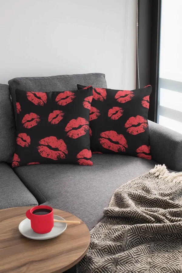 Kırmızı Dekoratif Yastık Kırmızı Fashion Çift Taraflı Yastık Kırlent Kılıfı KRL439