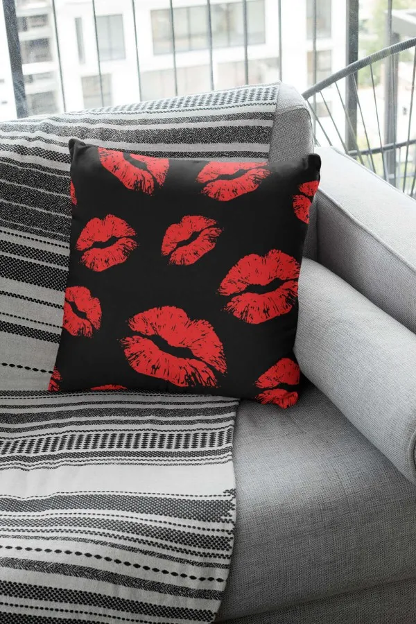 Kırmızı Dekoratif Yastık Kırmızı Fashion Çift Taraflı Yastık Kırlent Kılıfı KRL439