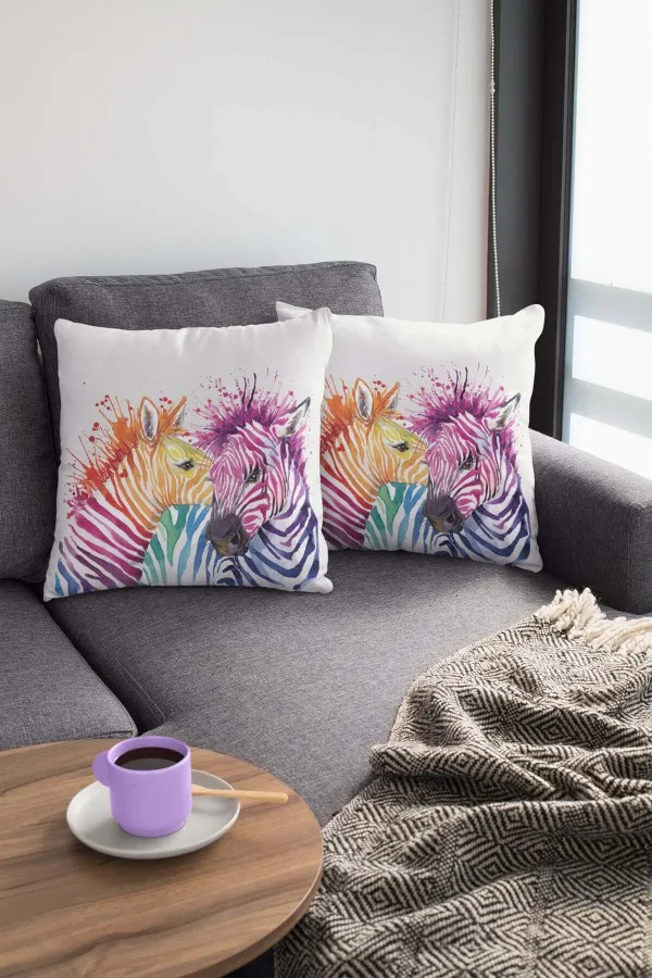 Zebra Desenli Kırlent Zebra Hayvan Temalı Çift Taraflı Kırlent Kılıfı KRL445