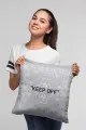 Gri Beyaz Yastık Kılıfı Gri Keep Off Çift Taraflı Yastık Kırlent Kılıfı KRL452