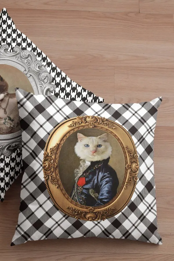 Kedili Kırlent Kılıfı Kedi Kıyafetli Hayvanlar Çift Taraflı Kırlent Kılıfı KRL930