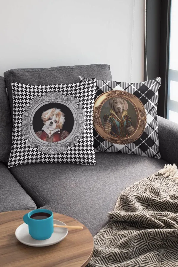 Hayvan Figürlü Yastık Kılıfları Köpek Kıyafetli Hayvanlar Çift Taraflı Kırlent Kılıfı KRL937