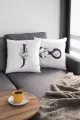 Harfli Yastık Kılıfı Çift Taraflı Beyaz J Harfli Yastık Kırlent Kılıfı KRL511