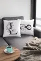 Yastık Kılıfı Harfli Çift Taraflı Beyaz L Harfli Yastık Kırlent Kılıfı KRL513