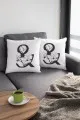 Harf Baskılı Kırlent Kılıfı Çift Taraflı Beyaz And Ve Yastık Kırlent Kılıfı KRL530