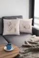Harf Baskili Yastık Kılıfı Çift Taraflı Bej B Harfli Yastık Kırlent Kılıfı KRL532