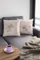 Harfli Kırlent Kılıfı Çift Taraflı Bej H Harfli Yastık Kırlent Kılıfı KRL539