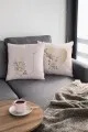 Harfli Yastık Kılıfı Çift Taraflı Bej U Harfli Yastık Kırlent Kılıfı KRL554
