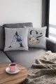 Harfli Kırlent Kılıfı Çift Taraflı Gri A Harfli Yastık Kırlent Kılıfı KRL562