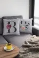 Harfli Kırlent Modelleri Çift Taraflı Gri B Harfli Yastık Kırlent Kılıfı KRL563