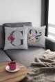 Harfli Kırlent Kılıfı Çift Taraflı Gri G Harfli Yastık Kırlent Kılıfı KRL569