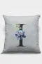Çift Taraflı Gri I Harfli Yastık Kırlent Kılıfı KRL571
