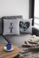 Harfli Yastık Kılıfı Çift Taraflı Gri I Harfli Yastık Kırlent Kılıfı KRL571