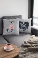 Yastık Kılıfı Harfli Çift Taraflı Gri J Harfli Yastık Kırlent Kılıfı KRL573