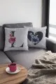 Baş Harfli Yastık Kılıfı Çift Taraflı Gri L Harfli Yastık Kırlent Kılıfı KRL575