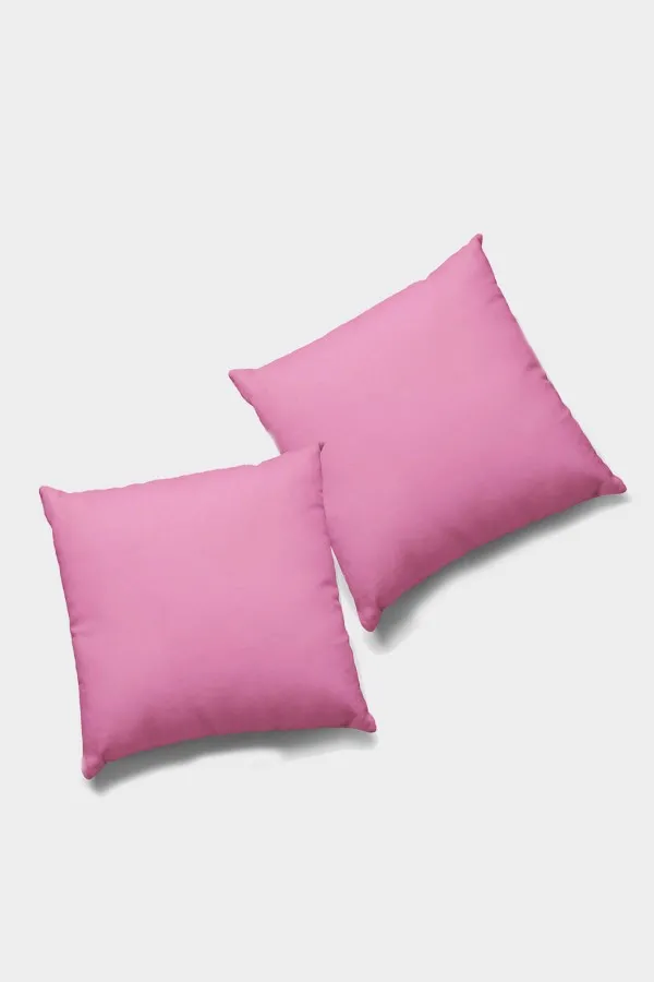 2 Li Pembe Kadife Kırlent Modelleri Pembe Düz Sade 2'li Set Çift Taraflı Kırlent Kılıfı 2KRL014