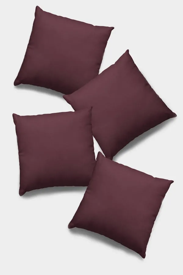 4 Lü Bordo Dekoratif Yastık Modelleri Bordo Tek Renk 4'lü Set Çift Taraflı Kırlent Kılıfı 4KRL007