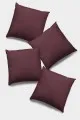 4 Lü Bordo Dekoratif Yastık Modelleri Bordo Tek Renk 4'lü Set Çift Taraflı Kırlent Kılıfı 4KRL007