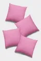 4 Lü Pembe Dekoratif Yastık Modelleri Pembe Tek Renk 4'lü Set Çift Taraflı Kırlent Kılıfı 4KRL014
