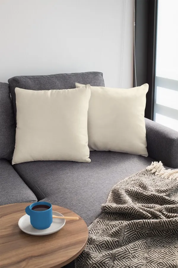 4 Lü Kırlent Kılıfı Krem Modelleri Krem Tek Renk 4'lü Set Çift Taraflı Kırlent Kılıfı 4KRL002