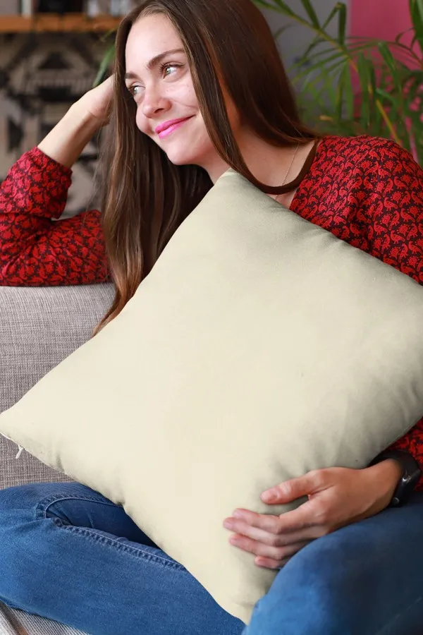 4 Lü Kırlent Kılıfı Krem Modelleri Krem Tek Renk 4'lü Set Çift Taraflı Kırlent Kılıfı 4KRL002