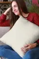 2 Li Ekru Kırlent Kılıfı Modelleri Ekru Düz Sade 2'li Set Çift Taraflı Kırlent Kılıfı 2KRL003