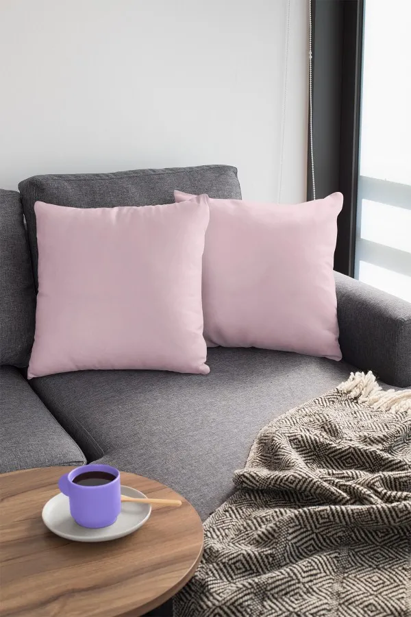 4 Lü Kırlent Kılıfı Pudra Modelleri Pudra Tek Renk 4'lü Set Çift Taraflı Kırlent Kılıfı 4KRL006