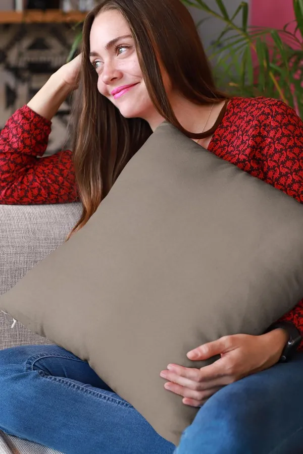 4 Lü Vizon Kırlent Modelleri Vizon Tek Renk 4'lü Set Çift Taraflı Kırlent Kılıfı 4KRL008