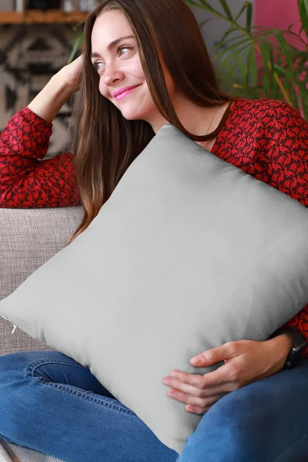 4 Lü Açık Gri Kırlent Modelleri Açık Gri Düz 4'lü Set Çift Taraflı Kırlent Kılıfı 4KRL009